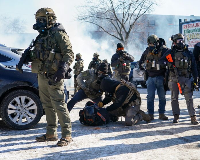 ICE agents beating